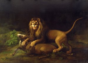 Un León Atacando a un Ciervo, c.1765